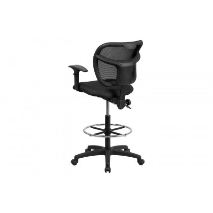 BLNK Regina Mid-Back Mesh Drafting Chair with Back Height Adjustment - with Adjustable Arms