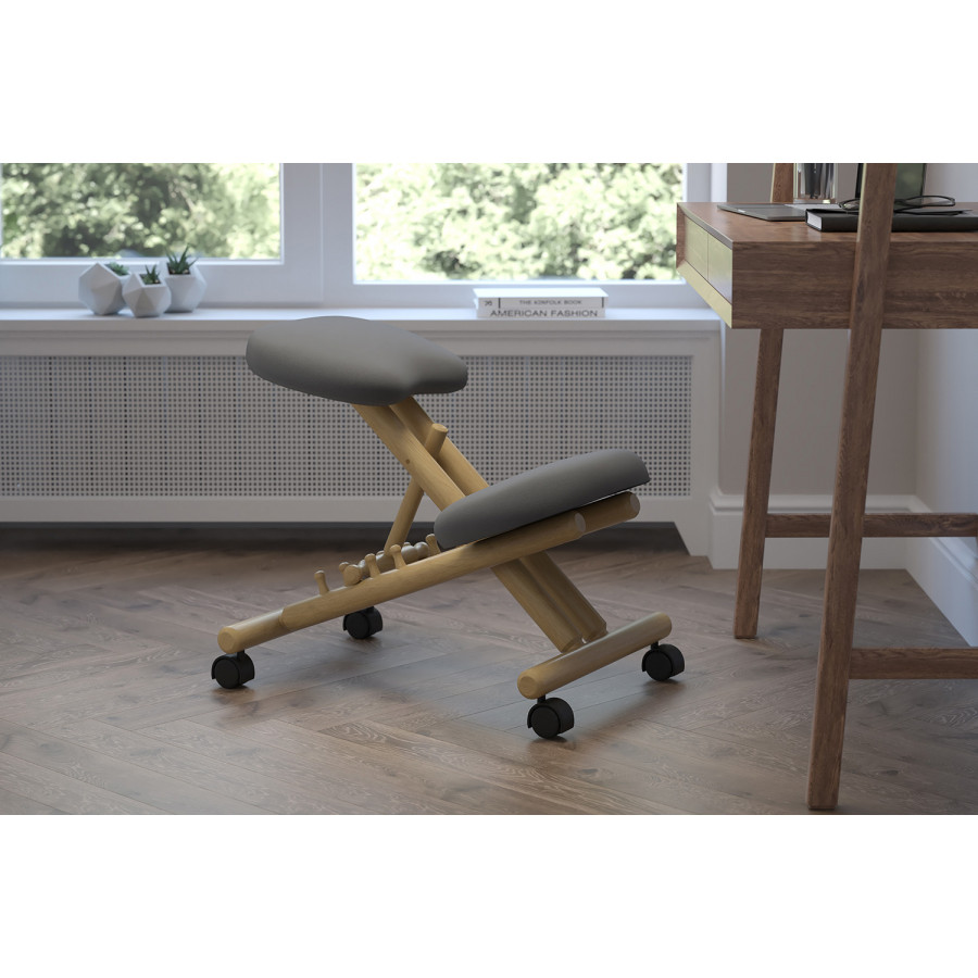 BLNK - Posey Fabric Mobile Wooden Ergonomic Kneeling Office Chair