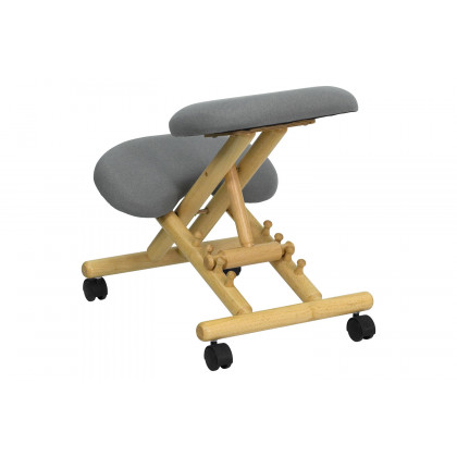BLNK Posey Fabric Mobile Wooden Ergonomic Kneeling Office Chair - Gray