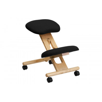 BLNK Posey Fabric Mobile Wooden Ergonomic Kneeling Office Chair - Black