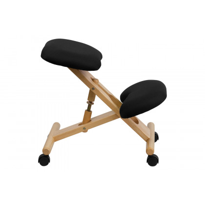 BLNK Posey Fabric Mobile Wooden Ergonomic Kneeling Office Chair - Black