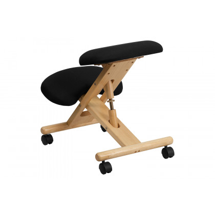 BLNK Posey Fabric Mobile Wooden Ergonomic Kneeling Office Chair - Black