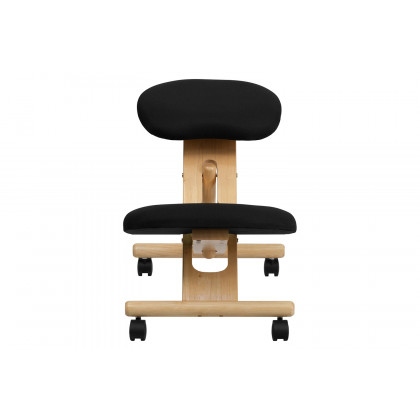 BLNK Posey Fabric Mobile Wooden Ergonomic Kneeling Office Chair - Black
