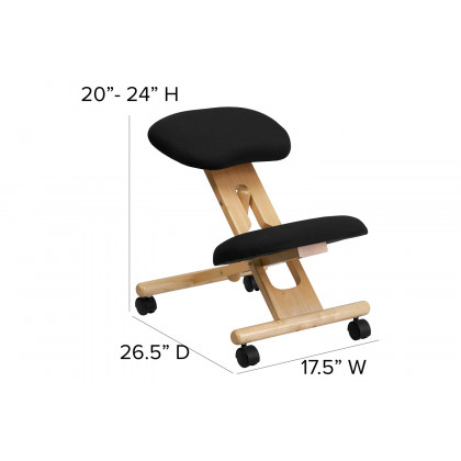 BLNK Posey Fabric Mobile Wooden Ergonomic Kneeling Office Chair - Black