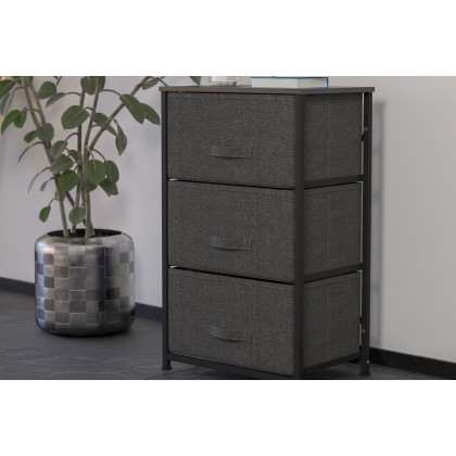 BLNK - Harris 3 Drawer Wood Top Iron Frame Vertical Storage Dresser with Easy Pull Drawers
