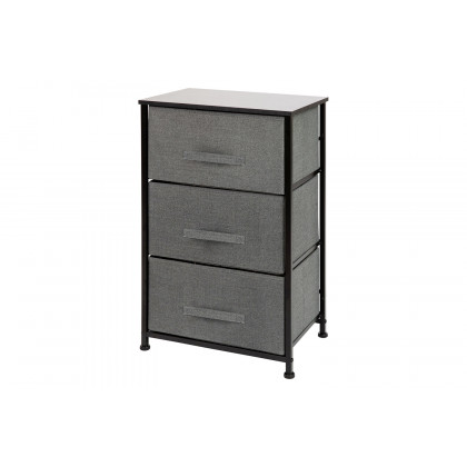 BLNK Harris 3 Drawer Wood Top Iron Frame Vertical Storage Dresser with Easy Pull Drawers - Black/Dark Gray