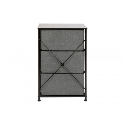 BLNK Harris 3 Drawer Wood Top Iron Frame Vertical Storage Dresser with Easy Pull Drawers - Black/Dark Gray