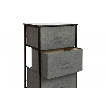 BLNK Harris 3 Drawer Wood Top Iron Frame Vertical Storage Dresser with Easy Pull Drawers - Black/Dark Gray
