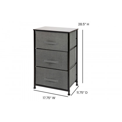 BLNK Harris 3 Drawer Wood Top Iron Frame Vertical Storage Dresser with Easy Pull Drawers - Black/Dark Gray