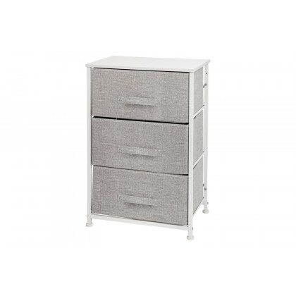 BLNK Harris 3 Drawer Wood Top Iron Frame Vertical Storage Dresser with Easy Pull Drawers - White/Light Gray