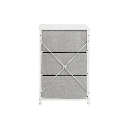 BLNK Harris 3 Drawer Wood Top Iron Frame Vertical Storage Dresser with Easy Pull Drawers - White/Light Gray