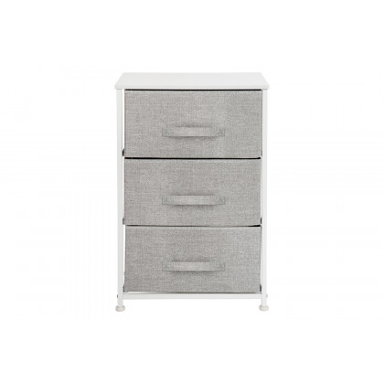 BLNK Harris 3 Drawer Wood Top Iron Frame Vertical Storage Dresser with Easy Pull Drawers - White/Light Gray