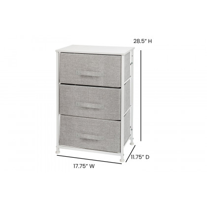 BLNK Harris 3 Drawer Wood Top Iron Frame Vertical Storage Dresser with Easy Pull Drawers - White/Light Gray
