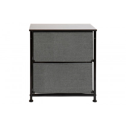 BLNK Harris 2 Drawer Wood Top Nightstand Storage Organizer with Cast Iron Frame and Easy Pull Fabric Drawers - Black/Dark Gray