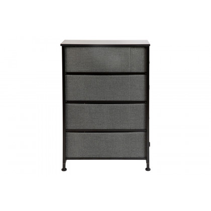 BLNK Harris 4 Drawer Slim Wood Top Iron Frame Dresser Storage Tower with Easy Pull Drawers - Black/Dark Gray