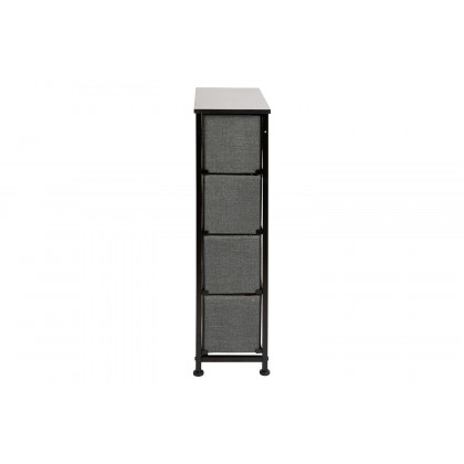 BLNK Harris 4 Drawer Slim Wood Top Iron Frame Dresser Storage Tower with Easy Pull Drawers - Black/Dark Gray