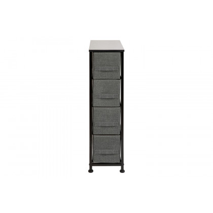 BLNK Harris 4 Drawer Slim Wood Top Iron Frame Dresser Storage Tower with Easy Pull Drawers - Black/Dark Gray