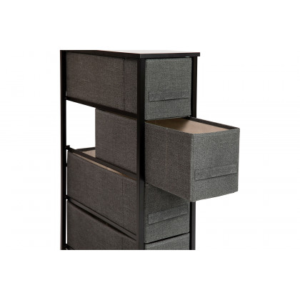 BLNK Harris 4 Drawer Slim Wood Top Iron Frame Dresser Storage Tower with Easy Pull Drawers - Black/Dark Gray