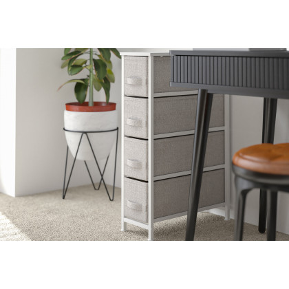 BLNK - Harris 4 Drawer Slim Wood Top Iron Frame Dresser Storage Tower with Easy Pull Drawers