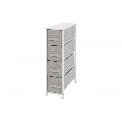 BLNK Harris 4 Drawer Slim Wood Top Iron Frame Dresser Storage Tower with Easy Pull Drawers - White/Light Gray