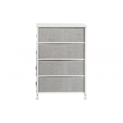 BLNK Harris 4 Drawer Slim Wood Top Iron Frame Dresser Storage Tower with Easy Pull Drawers - White/Light Gray
