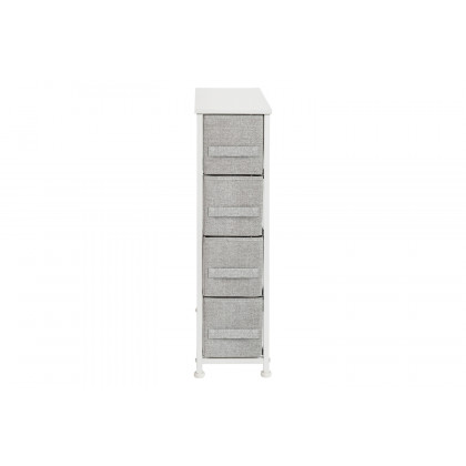 BLNK Harris 4 Drawer Slim Wood Top Iron Frame Dresser Storage Tower with Easy Pull Drawers - White/Light Gray