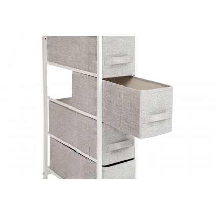 BLNK Harris 4 Drawer Slim Wood Top Iron Frame Dresser Storage Tower with Easy Pull Drawers - White/Light Gray