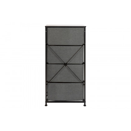 BLNK Harris 4 Drawer Wood Top Iron Frame Vertical Storage Dresser with Easy Pull Drawers - Black/Dark Gray