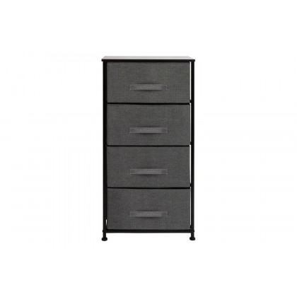 BLNK Harris 4 Drawer Wood Top Iron Frame Vertical Storage Dresser with Easy Pull Drawers - Black/Dark Gray