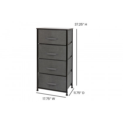 BLNK Harris 4 Drawer Wood Top Iron Frame Vertical Storage Dresser with Easy Pull Drawers - Black/Dark Gray