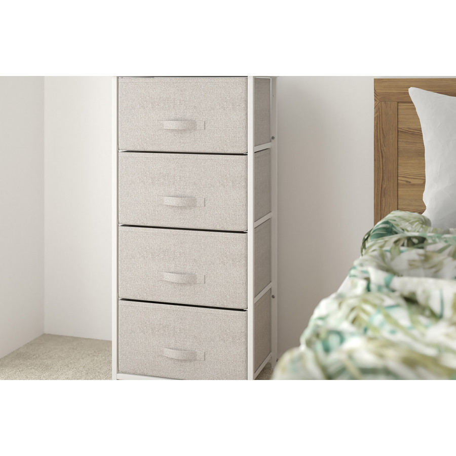 BLNK Harris 4 Drawer Wood Top Iron Frame Vertical Storage Dresser with Easy Pull Drawers - White/Light Gray