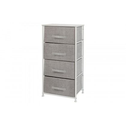 BLNK Harris 4 Drawer Wood Top Iron Frame Vertical Storage Dresser with Easy Pull Drawers - White/Light Gray