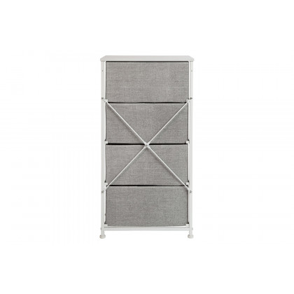 BLNK Harris 4 Drawer Wood Top Iron Frame Vertical Storage Dresser with Easy Pull Drawers - White/Light Gray