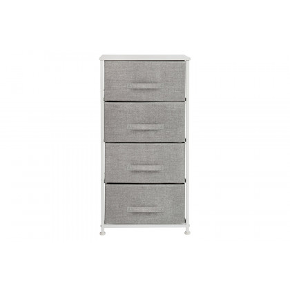 BLNK Harris 4 Drawer Wood Top Iron Frame Vertical Storage Dresser with Easy Pull Drawers - White/Light Gray