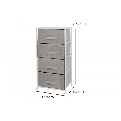 BLNK Harris 4 Drawer Wood Top Iron Frame Vertical Storage Dresser with Easy Pull Drawers - White/Light Gray