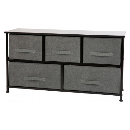 BLNK Harris 5 Drawer Wood Top Iron Frame Vertical Storage Dresser with Easy Pull Drawers - Black/Dark Gray