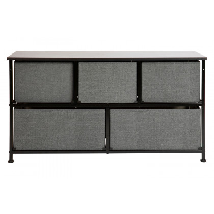 BLNK Harris 5 Drawer Wood Top Iron Frame Vertical Storage Dresser with Easy Pull Drawers - Black/Dark Gray