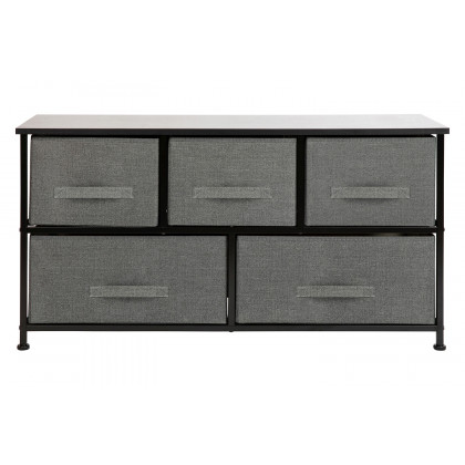 BLNK Harris 5 Drawer Wood Top Iron Frame Vertical Storage Dresser with Easy Pull Drawers - Black/Dark Gray
