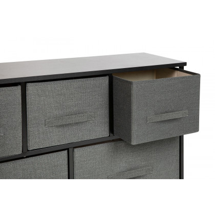 BLNK Harris 5 Drawer Wood Top Iron Frame Vertical Storage Dresser with Easy Pull Drawers - Black/Dark Gray