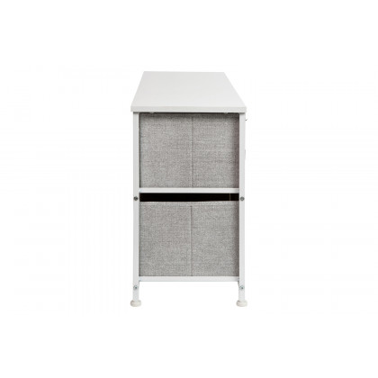 BLNK Harris 5 Drawer Wood Top Iron Frame Vertical Storage Dresser with Easy Pull Drawers - White/Light Gray