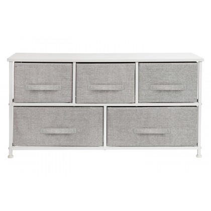 BLNK Harris 5 Drawer Wood Top Iron Frame Vertical Storage Dresser with Easy Pull Drawers - White/Light Gray