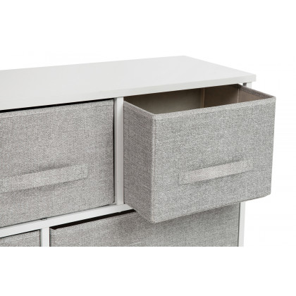 BLNK Harris 5 Drawer Wood Top Iron Frame Vertical Storage Dresser with Easy Pull Drawers - White/Light Gray