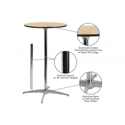 BLNK Lars Round Wood Cocktail Table - 24"D