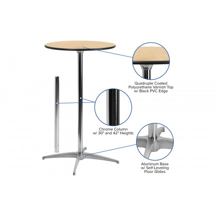 BLNK Lars Round Wood Cocktail Table - 30"D