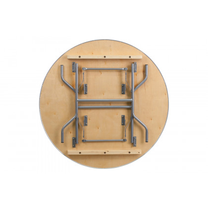 BLNK Fielder Round Birchwood Heavy Duty Folding Banquet Table with Metal Edges - 4'D