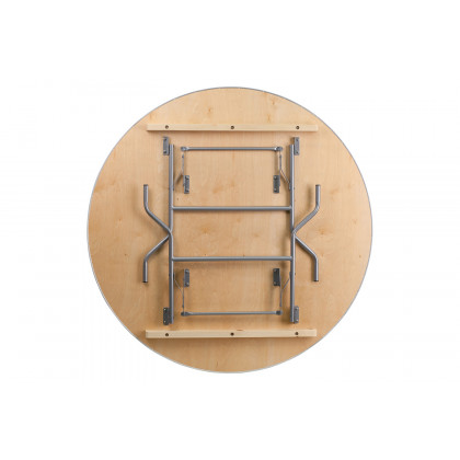 BLNK Fielder Round Birchwood Heavy Duty Folding Banquet Table with Metal Edges - 5'D