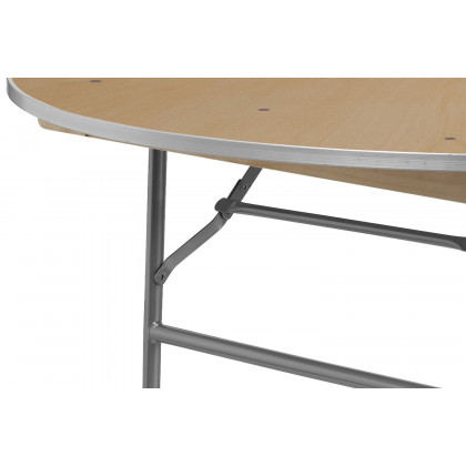 BLNK Fielder Round Birchwood Heavy Duty Folding Banquet Table with Metal Edges - 5'D
