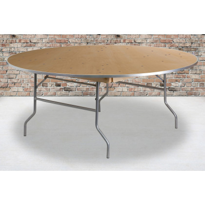 BLNK - Fielder Round Birchwood Heavy Duty Folding Banquet Table with Metal Edges