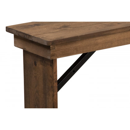 BLNK - HERCULES Series Antique Rustic Solid Pine Folding Farm Bench