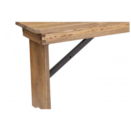 BLNK - HERCULES Series Antique Rustic Solid Pine Folding Farm Bench with 3 Legs